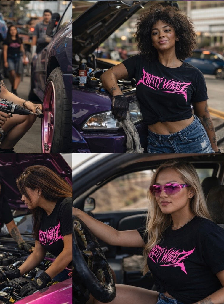 Pretty Wheelz “Gothic” logo Tee